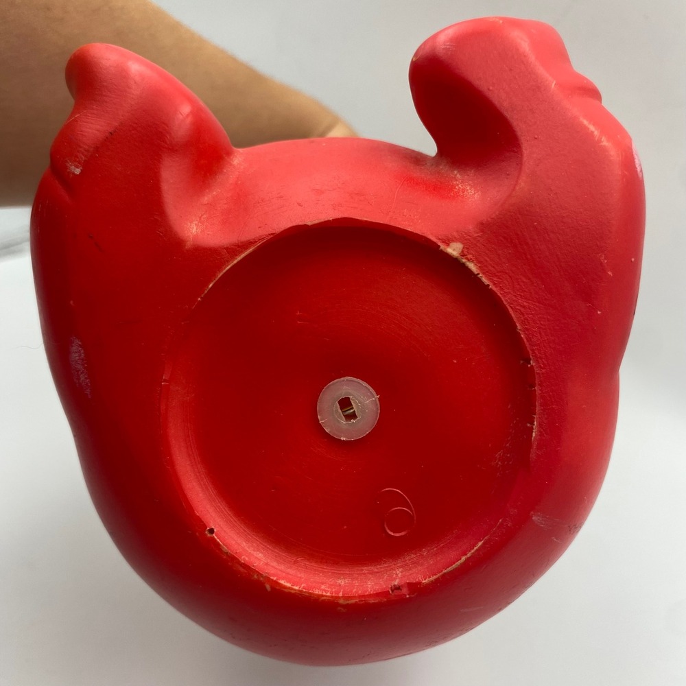 Vintage 1967 Uneeda Doll Co Plumpees Round Baby Doll Red Squeeze Toy 8 Inch - Picture 5 of 7